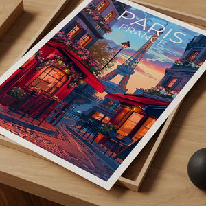 Paris Cafe Poster, France Travel Print, Europe Romantic Art, City Poster, Landscape Poster, Scenic Wall Art, Home Decor, Birthday Gift