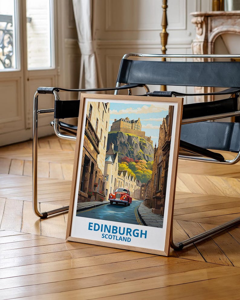 Edinburgh Travel Print Scotland Poster Historic Great Britain Edinburgh Castle Illustration United Kingdom Poster Home Decor Birthday Gift