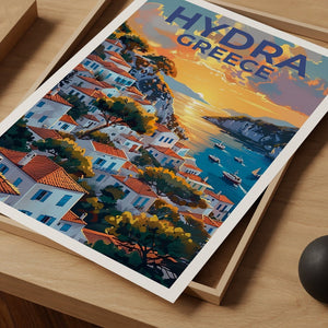 Hydra Travel Poster, Greece Wall Art, Hydra Print, Hydra Poster, Greece Poster, Greek Island Poster, Greece Gift
