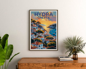 Hydra Travel Poster, Greece Wall Art, Hydra Print, Hydra Poster, Greece Poster, Greek Island Poster, Greece Gift