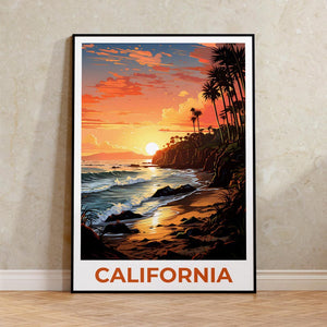 Affiche imprimée de Californie, art mural SoCal, affiche imprimée de Californie, idée cadeau de voyage, illustration de plage