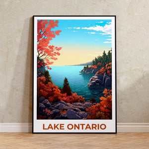 Lake Ontario Travel Print Canada Poster New York Wall Art Great Lakes Illustration Lake Ontario Poster Home Decor Birthday Gift