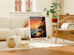 Affiche imprimée de Californie, art mural SoCal, affiche imprimée de Californie, idée cadeau de voyage, illustration de plage