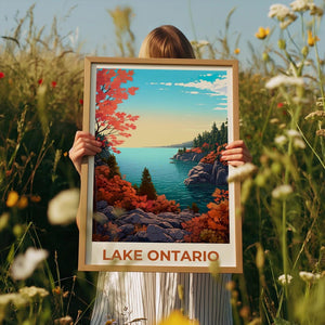 Lake Ontario Travel Print Canada Poster New York Wall Art Great Lakes Illustration Lake Ontario Poster Home Decor Birthday Gift