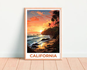 Affiche imprimée de Californie, art mural SoCal, affiche imprimée de Californie, idée cadeau de voyage, illustration de plage