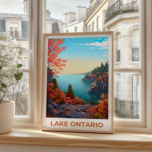 Lake Ontario Travel Print Canada Poster New York Wall Art Great Lakes Illustration Lake Ontario Poster Home Decor Birthday Gift