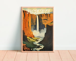 Affiche de voyage Yosemite, art mural de Californie, impression de Californie, affiche Yosemite, affiche rétro Yosemite, affiche nature, art Yosemite
