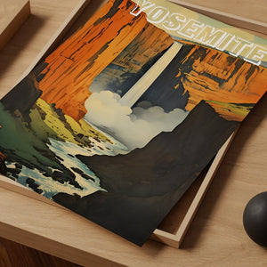 Affiche de voyage Yosemite, art mural de Californie, impression de Californie, affiche Yosemite, affiche rétro Yosemite, affiche nature, art Yosemite