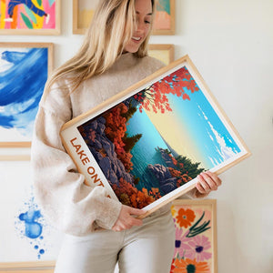 Lake Ontario Travel Print Canada Poster New York Wall Art Great Lakes Illustration Lake Ontario Poster Home Decor Birthday Gift