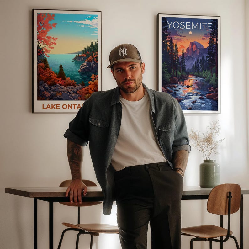 Lake Ontario Travel Print Canada Poster New York Wall Art Great Lakes Illustration Lake Ontario Poster Home Decor Birthday Gift