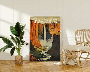 Affiche de voyage Yosemite, art mural de Californie, impression de Californie, affiche Yosemite, affiche rétro Yosemite, affiche nature, art Yosemite