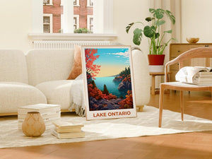 Lake Ontario Travel Print Canada Poster New York Wall Art Great Lakes Illustration Lake Ontario Poster Home Decor Birthday Gift