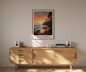 Affiche imprimée de Californie, art mural SoCal, affiche imprimée de Californie, idée cadeau de voyage, illustration de plage