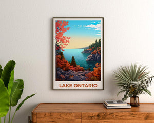 Lake Ontario Travel Print Canada Poster New York Wall Art Great Lakes Illustration Lake Ontario Poster Home Decor Birthday Gift