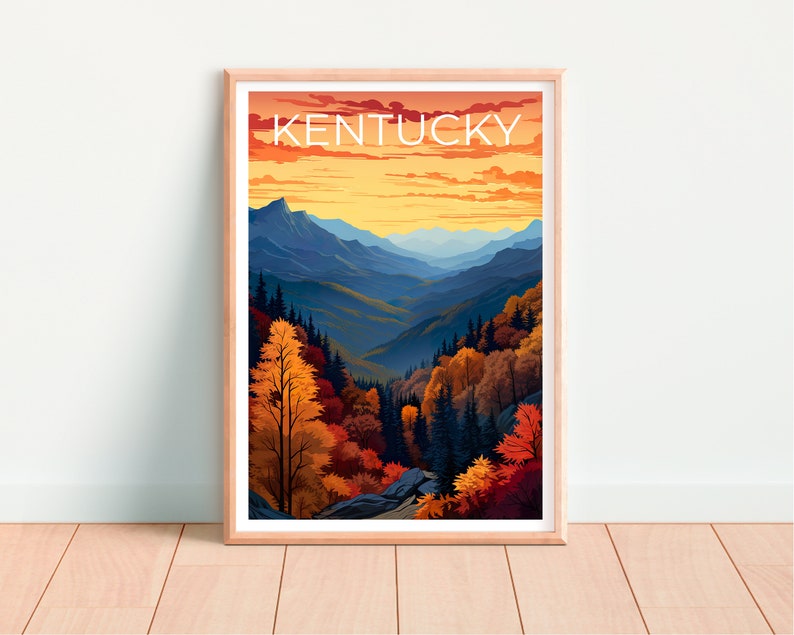 Kentucky Poster, Kentucky Druck, Berge Poster, Berge Druck, Wald Reise Poster, Herbst Poster, Kentucky Kunst