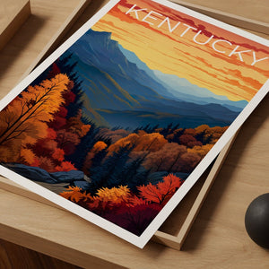 Kentucky Poster, Kentucky Druck, Berge Poster, Berge Druck, Wald Reise Poster, Herbst Poster, Kentucky Kunst