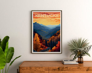 Kentucky Poster, Kentucky Druck, Berge Poster, Berge Druck, Wald Reise Poster, Herbst Poster, Kentucky Kunst
