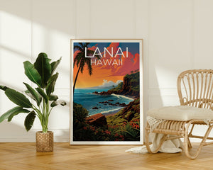Lanai Travel Poster, Hawaii Wall Art, Hawaii Print, Lanai Poster, Hawaii Poster, Lanai Print, Lanai Art