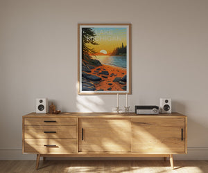 Affiche de voyage du lac Michigan, art mural du Michigan, impression du Michigan, affiche du lac Michigan, affiche du Michigan, impression du lac Michigan