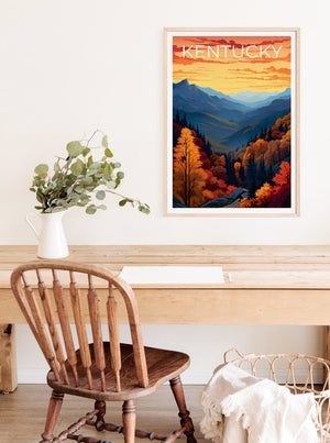 Kentucky Poster, Kentucky Druck, Berge Poster, Berge Druck, Wald Reise Poster, Herbst Poster, Kentucky Kunst