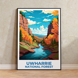 Uwharrie National Forest Travel Print North Carolina Poster Autumn Wall Art Forest Illustration Uwharrie Poster Home Decor Birthday Gift