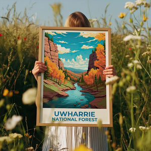 Uwharrie National Forest Travel Print North Carolina Poster Autumn Wall Art Forest Illustration Uwharrie Poster Home Decor Birthday Gift