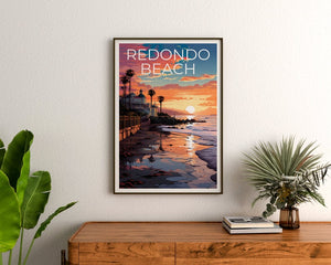 Redondo Beach Poster, California Print, California Art, Redondo Beach Print, California Travel Poster, Coast Poster, Redondo Beach Gift