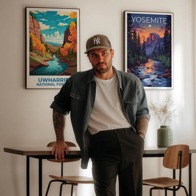 Uwharrie National Forest Travel Print North Carolina Poster Autumn Wall Art Forest Illustration Uwharrie Poster Home Decor Birthday Gift