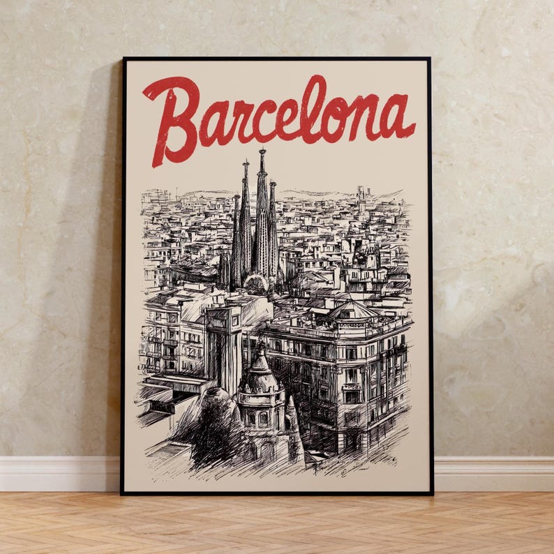Barcelonia Poster, Europe Travel Print, Sagrada Familia Art, Basilica Illustration, City Poster, SPrint Materialcenic Wall Art, Home Decor, Birthday Gift