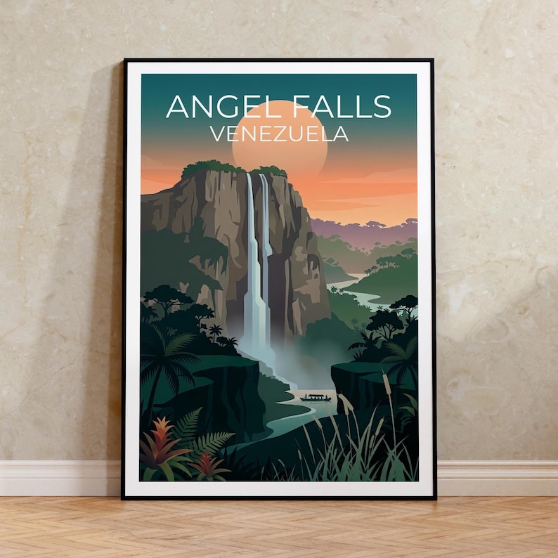 Angel Falls Poster - Venezuela Waterfall Wall Art Print