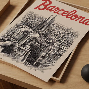 Barcelonia Poster, Europe Travel Print, Sagrada Familia Art, Basilica Illustration, City Poster, SPrint Materialcenic Wall Art, Home Decor, Birthday Gift
