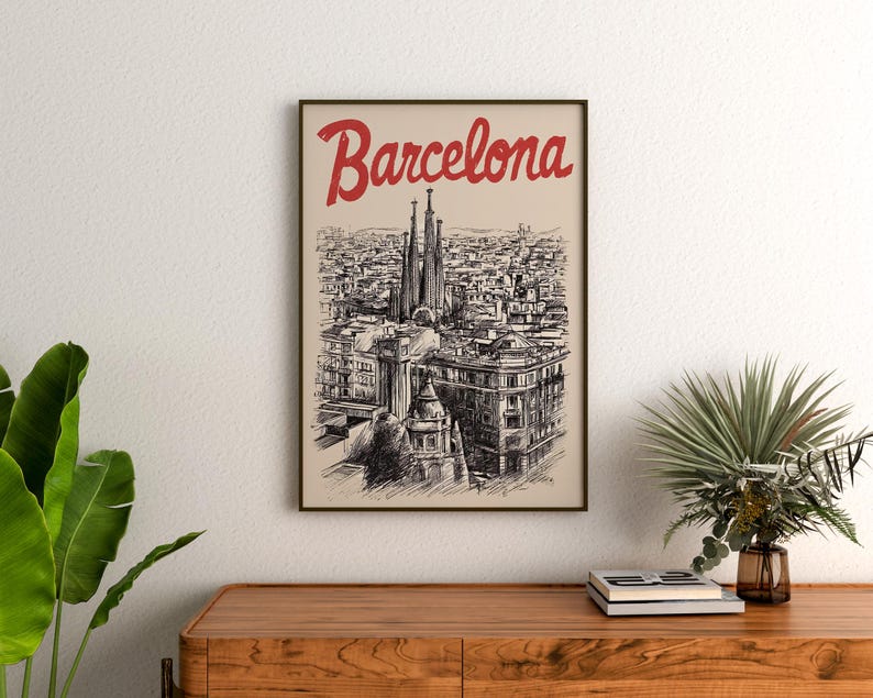 Barcelonia Poster, Europe Travel Print, Sagrada Familia Art, Basilica Illustration, City Poster, SPrint Materialcenic Wall Art, Home Decor, Birthday Gift