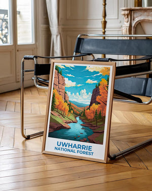 Uwharrie National Forest Travel Print North Carolina Poster Autumn Wall Art Forest Illustration Uwharrie Poster Home Decor Birthday Gift