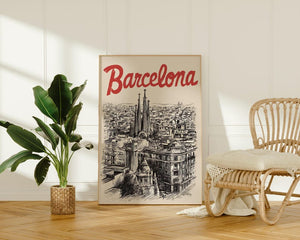Barcelonia Poster, Europe Travel Print, Sagrada Familia Art, Basilica Illustration, City Poster, SPrint Materialcenic Wall Art, Home Decor, Birthday Gift