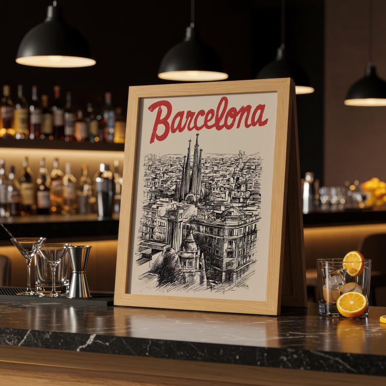 Barcelonia Poster, Europe Travel Print, Sagrada Familia Art, Basilica Illustration, City Poster, SPrint Materialcenic Wall Art, Home Decor, Birthday Gift