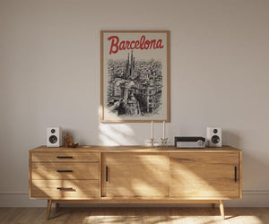 Barcelonia Poster, Europe Travel Print, Sagrada Familia Art, Basilica Illustration, City Poster, SPrint Materialcenic Wall Art, Home Decor, Birthday Gift