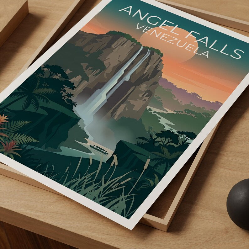 Angel Falls Poster - Venezuela Waterfall Wall Art Print