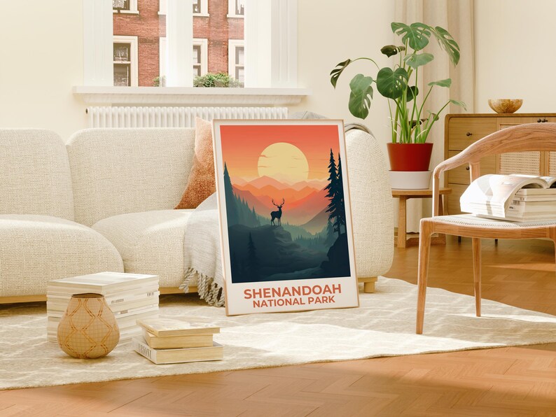 Shenandoah National Park Travel Print, Virginia Poster, Forest Art, Mountain Illustration, Blue Ridge Poster, Home Decor, Birthday Gift