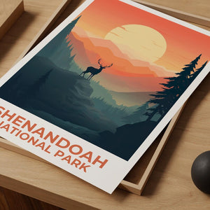 Shenandoah National Park Travel Print, Virginia Poster, Forest Art, Mountain Illustration, Blue Ridge Poster, Home Decor, Birthday Gift