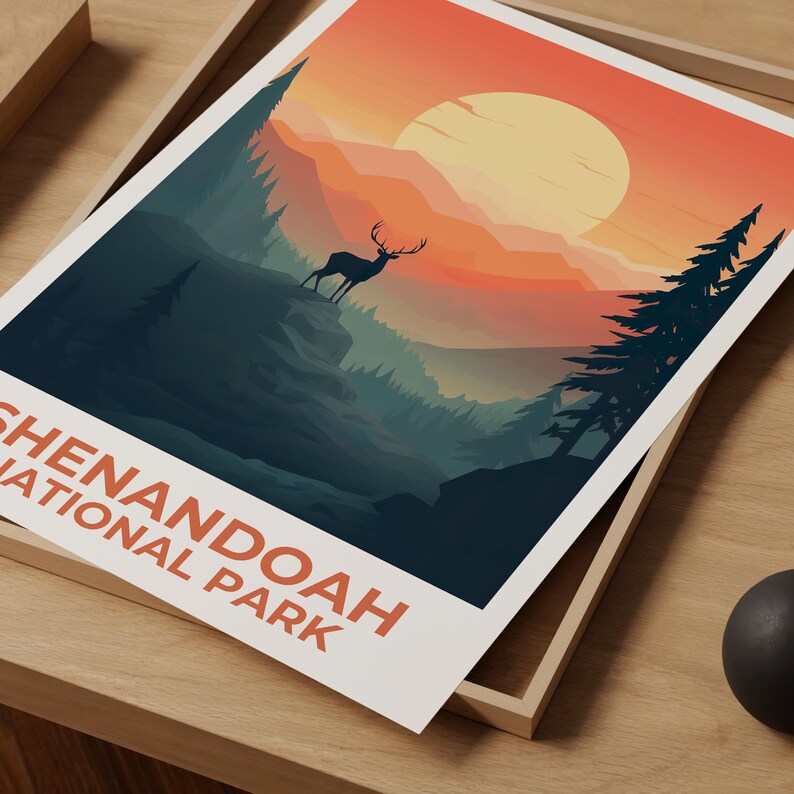 Shenandoah National Park Travel Print, Virginia Poster, Forest Art, Mountain Illustration, Blue Ridge Poster, Home Decor, Birthday Gift