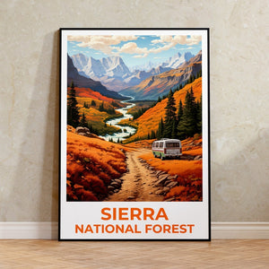 Affiche de voyage de la forêt de la Sierra, art mural de Californie, impression de Californie, affiche de la forêt de la Sierra, affiche de Californie, affiche de la nature