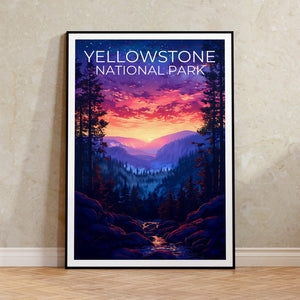 Affiche de Yellowstone, Impression de Yellowstone, Affiche du Wyoming, Impression du Wyoming, Affiche de voyage de Yellowstone, Art du Wyoming, Cadeau de Yellowstone