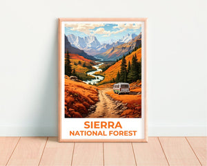 Affiche de voyage de la forêt de la Sierra, art mural de Californie, impression de Californie, affiche de la forêt de la Sierra, affiche de Californie, affiche de la nature