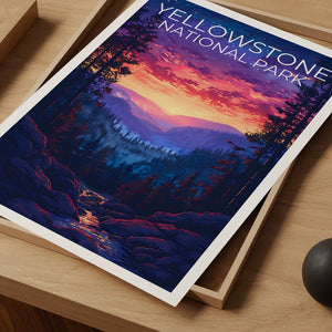 Affiche de Yellowstone, Impression de Yellowstone, Affiche du Wyoming, Impression du Wyoming, Affiche de voyage de Yellowstone, Art du Wyoming, Cadeau de Yellowstone