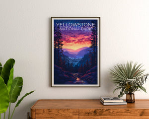 Affiche de Yellowstone, Impression de Yellowstone, Affiche du Wyoming, Impression du Wyoming, Affiche de voyage de Yellowstone, Art du Wyoming, Cadeau de Yellowstone