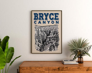 Bryce Canyon National Park Poster, Utah Travel Print, Outdoor Art, Desert Hike Illustration, Scenic Wall Art, Home Decor, Birthday Gift