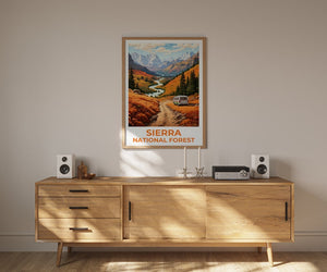 Affiche de voyage de la forêt de la Sierra, art mural de Californie, impression de Californie, affiche de la forêt de la Sierra, affiche de Californie, affiche de la nature