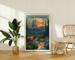 Colorado Poster, Colorado Print, Rockies Poster, Rockies Print, Colorado Travel Poster, Deer Poster, Colorado Art