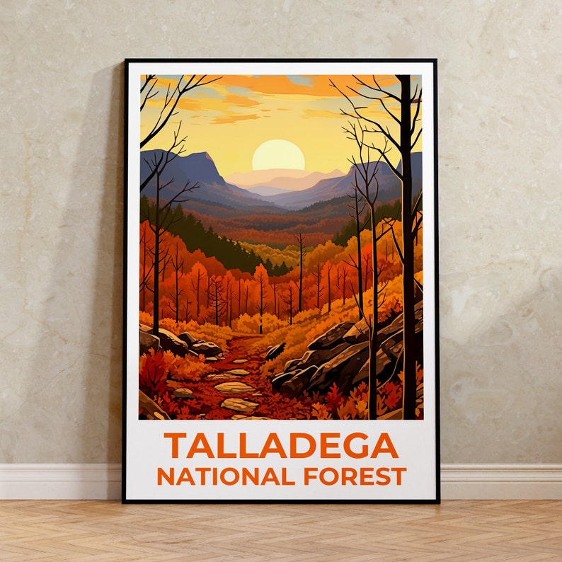 Talladega Forest Travel Poster, Alabama Wall Art, Alabama Print, Talladega Forest Poster, Alabama Bridge Poster, Forest Poster, Forest Print