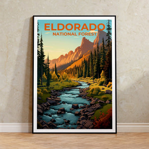 Affiche de voyage sur la forêt nationale d'Eldorado, art mural de Californie, impression de Californie, affiche Eldorado, affiche de Californie, affiche de la forêt